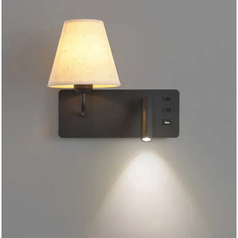 Afralia™ Nordic LED Wall Lamp with USB, Switch, Modern Design for Bedroom Sconces