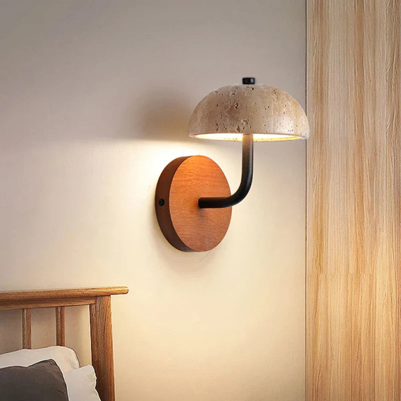 Afralia™ Yellow Marble Mushroom Wall Light Bedside Sconce for Hotel Restaurant Decor