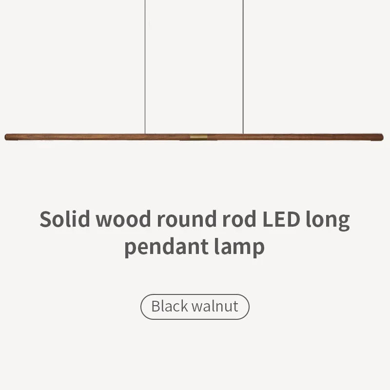 Afralia™ Walnut Pendant Lamp 220cm Solid Wood LED Dining Room Light Luxurious Living Room Light