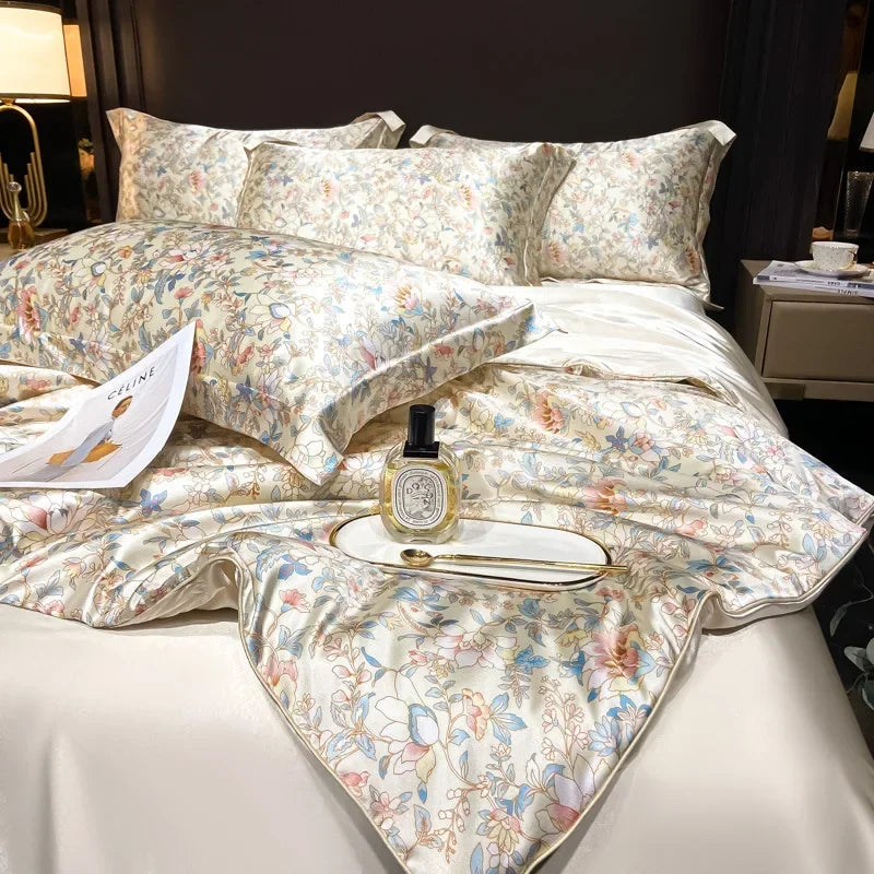 Afralia™ Soft Silk Printed Bedding Sets for Luxurious Bedroom Decor
