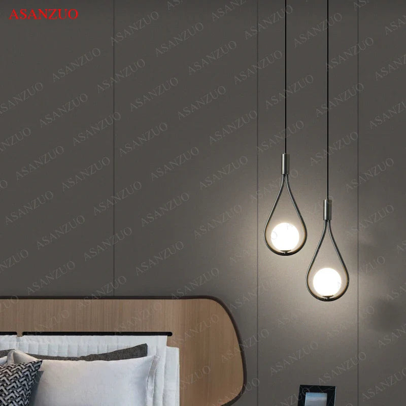 Afralia™ Glass Ball Brass Pendant Light - Nordic Bedroom Simple Home Decor