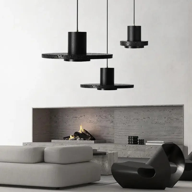 Afralia™ Modern Minimalist Black Hole Stone Bedroom Pendant Chandelier