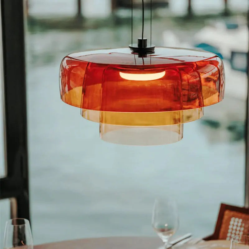 Afralia™ Glass Pendant Chandelier for Bar Living Room Dining Table - Colorful Creative Lighting