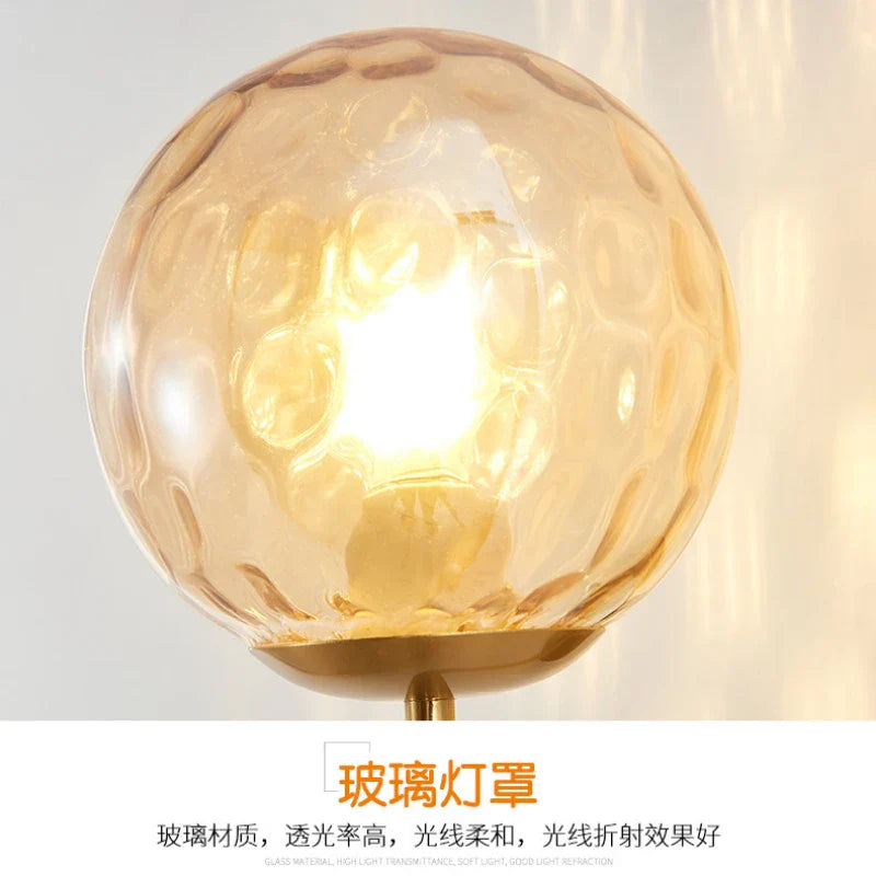 Afralia™ Glass Ball LED Wall Lamp: Gold Nordic Minimalist Sconces Lighting Bedroom Decor Fixtures