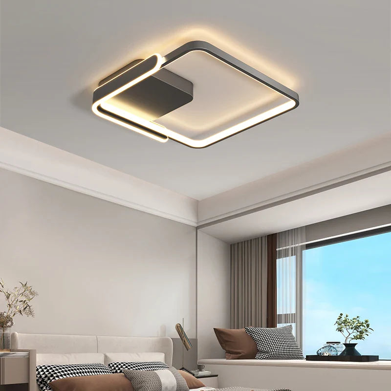 Afralia™ Modern Square Ring LED Ceiling Light - Black/White for Bedroom, Living Room