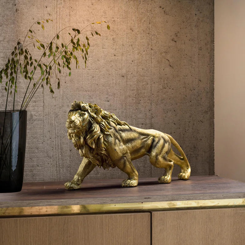 Afralia™ Lion Crown Statue: Abstract Animal Sculpture for Home Décor & Gifts