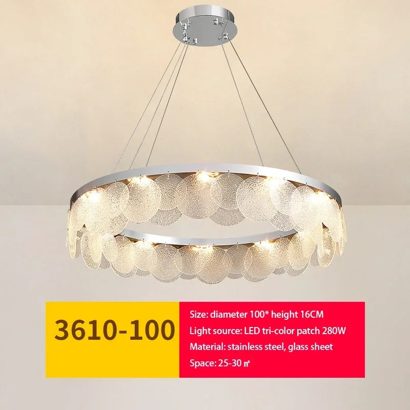 Afralia™ Glass Chandelier LED Ceiling Lamp | Modern Metal Art | Indoor Living Room Kitchen Decoration