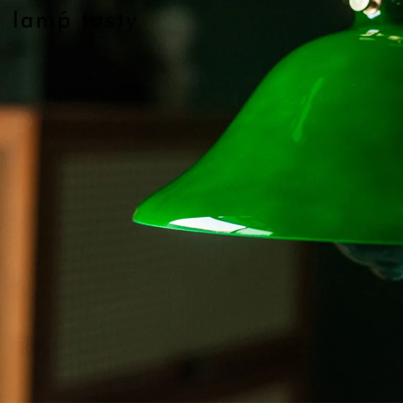Afralia™ Green Glass LED Pendant Light for Home Decor & Restaurant Vintage Lighting