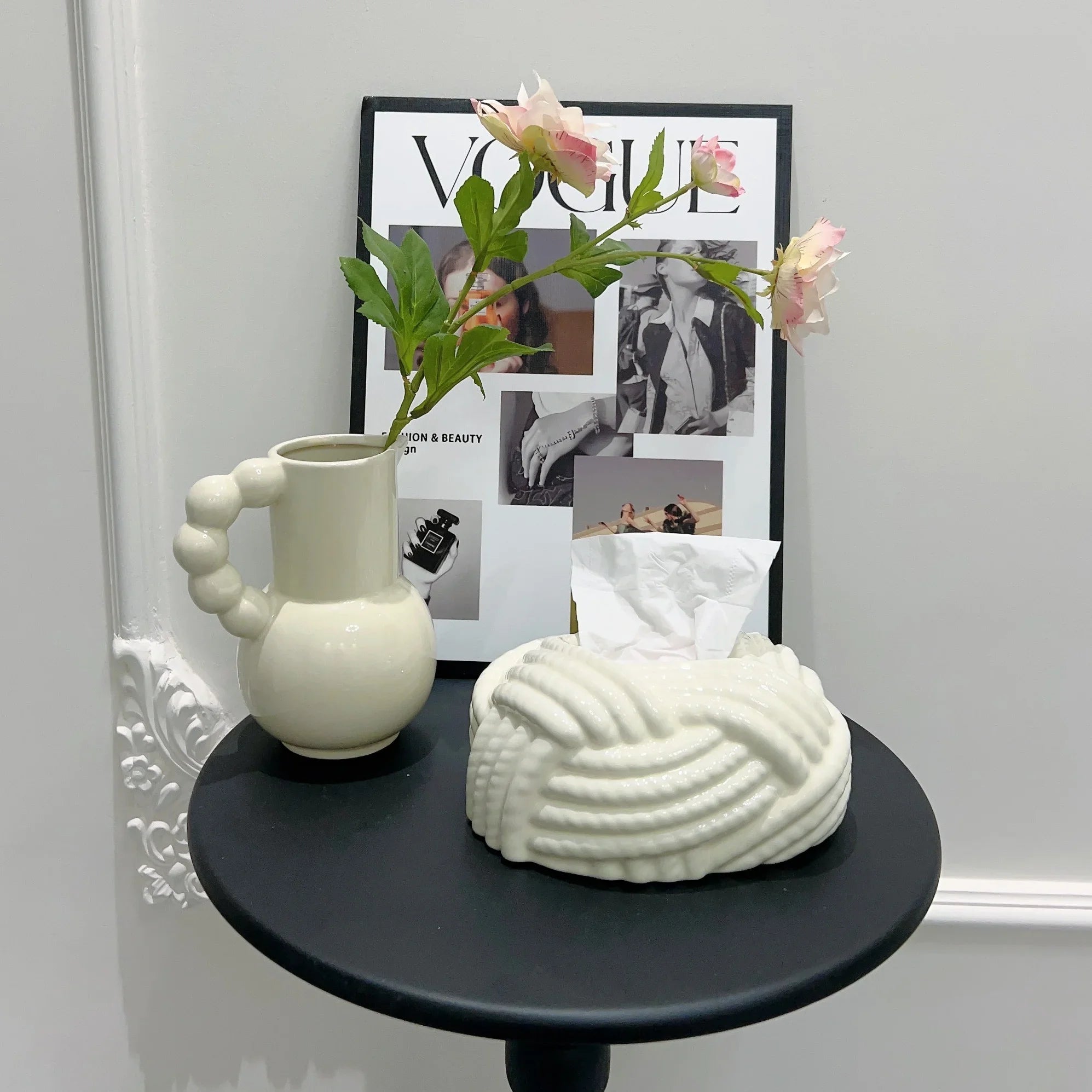 Afralia™ Silver Twine Grain Tissue Box & Napkin Holder Set for Home Decor Organization