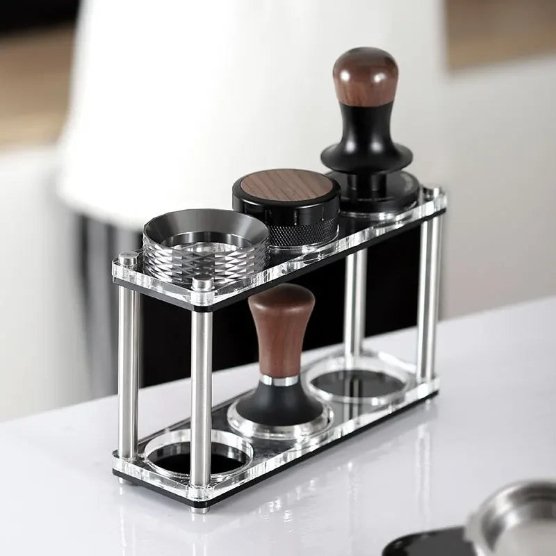 Afralia™ Acrylic Coffee Bar Utensil Rack & Powder Press Set