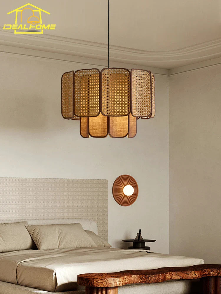 Afralia™ Wabi-Sabi Rattan Pendant Lights Zen Art Decor LED E27 for Home Restaurant