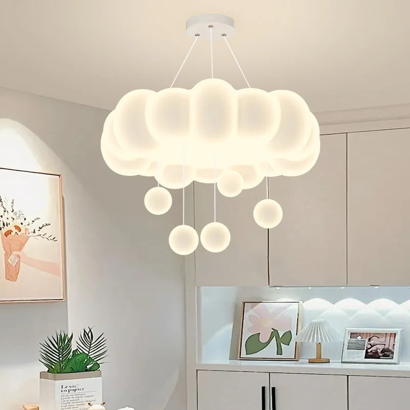 Afralia™ Dimming Pendant Chandelier Light with PE Lampshade for Living Room Bedroom