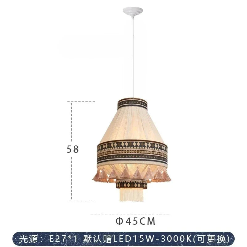 Afralia™ Bohemian Fringe Pendant Lamp: Retro Tassels Hanging Light in Hand-Woven Hemp Rope Fabric