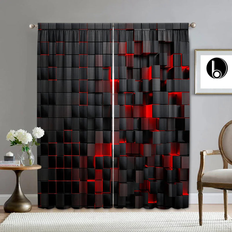 Afralia™ Red Rod Pocket Curtains for Home Decoration, Kitchen, Coffee Shop, Living Room