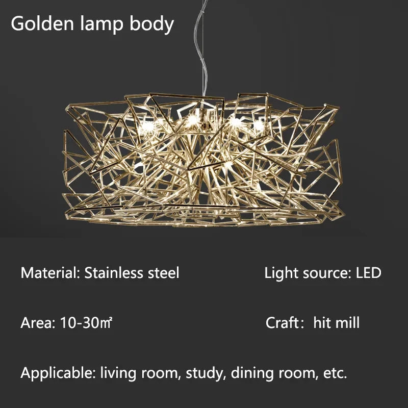 Afralia™ Silver LED Stainless Steel Chandelier Modern Luxury Art Hanging Light