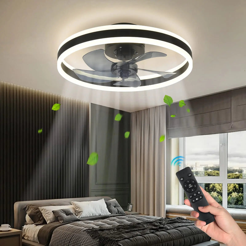 Afralia™ LED Silent Ceiling Fan Light Control Modern Bedroom Living Room Indoor Decor