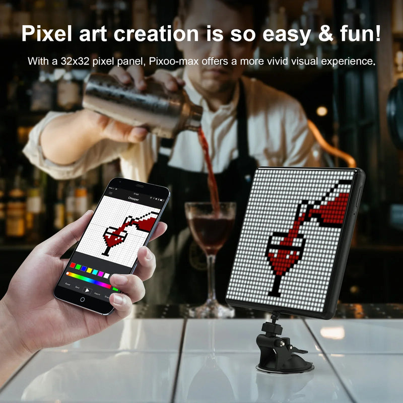 Afralia™ Pixoo Max Pixel Art Display: App Control, Cool Animation, Desk Mount