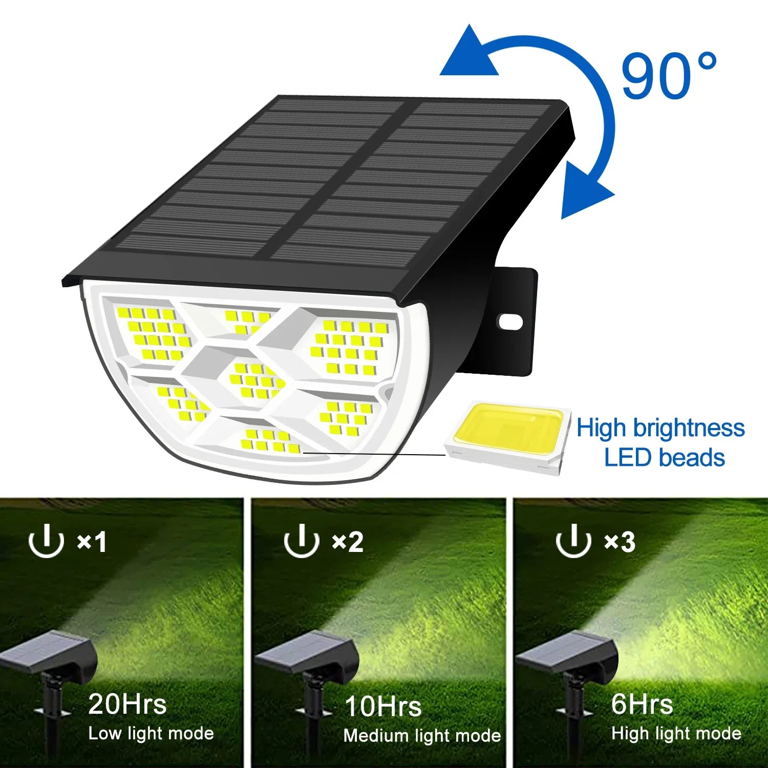 Afralia™ Solar Spotlights Outdoor 3 Modes Wall Lights for Garden Landscape