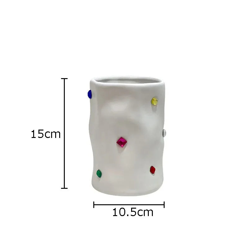 Afralia™ Gemstone Ceramic Vase: Desk Decor, Floral Arrangement, Room Aesthetic