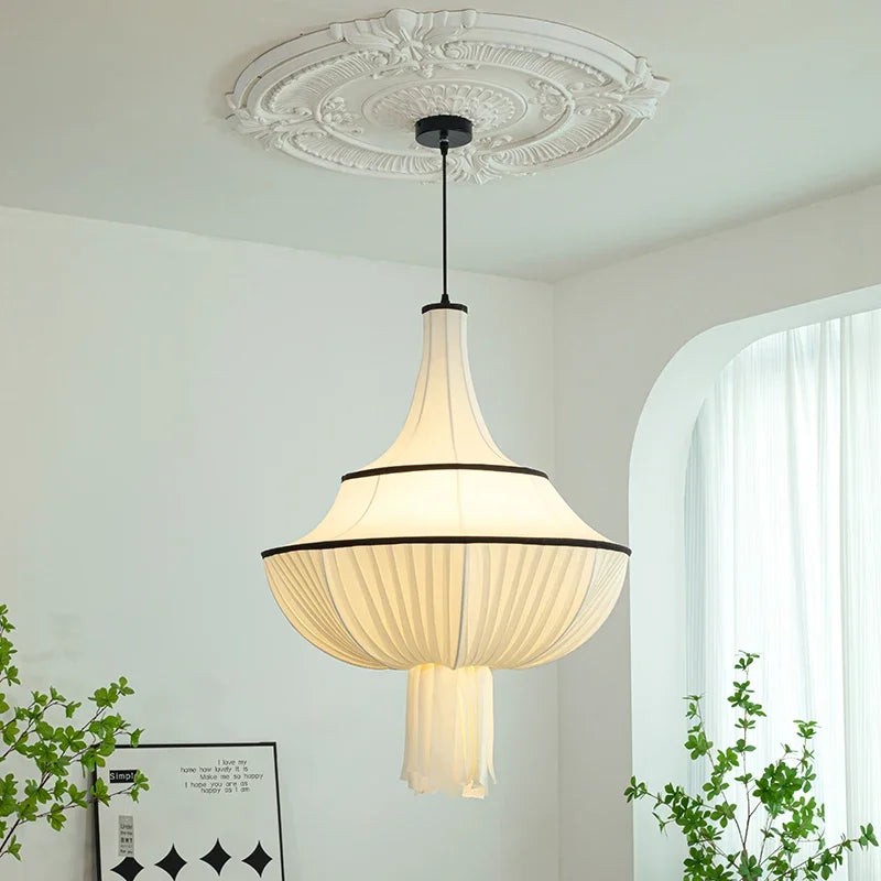 Afralia™ Wabi Sabi Fabric Chandelier LED Pendant Lights for Home Decor