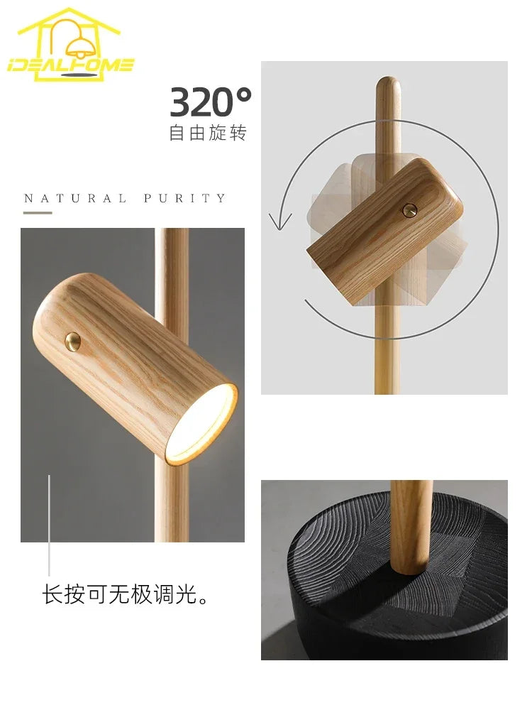 Afralia™ Zen Art Solid Wood Floor Lamp for Study Tea/Living Room