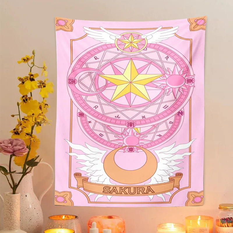 Afralia™ Sailor Moon Tapestry: Kawaii Pink Room Decor for College Dorm and Home