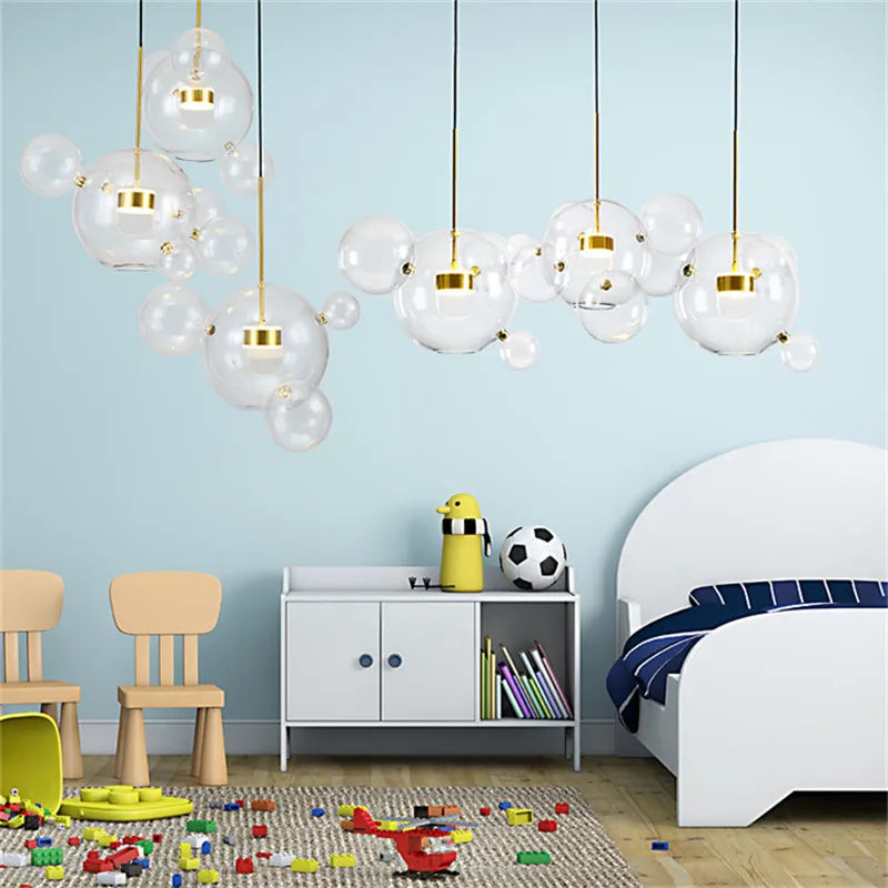 Afralia™ Nordic Mickey LED Glass Ball Pendant Light for Home Decor and Kitchen Lighting