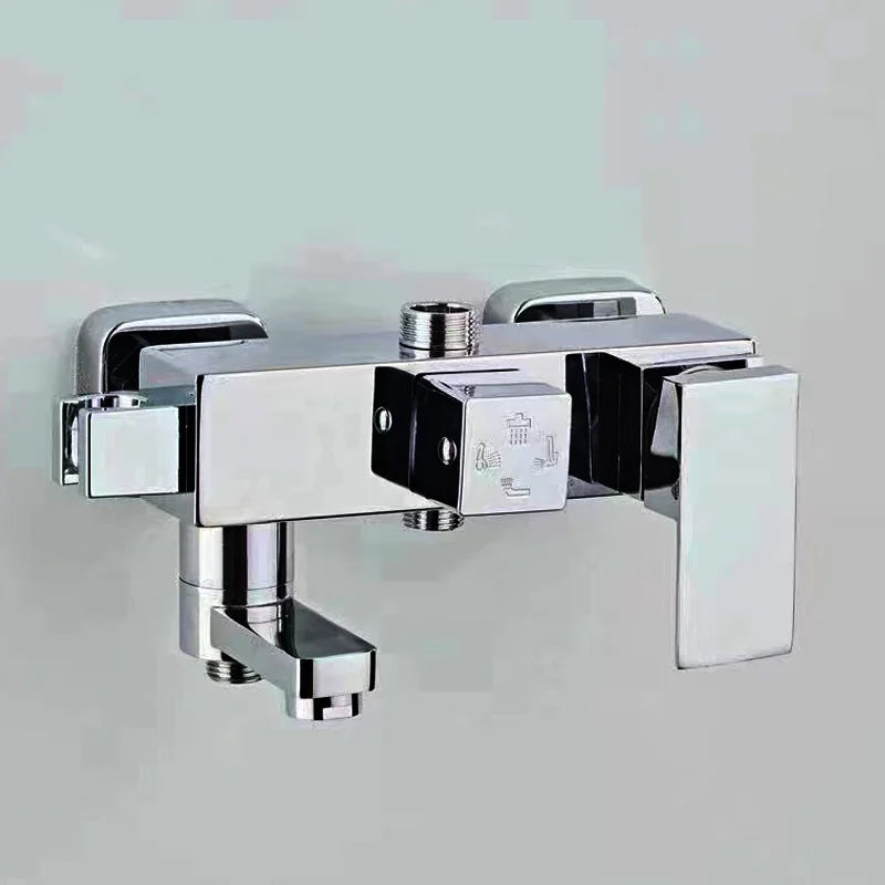 Afralia™ Black Chrome Bathroom Mixer Tub Control Valve Wall Mount Shower Faucet