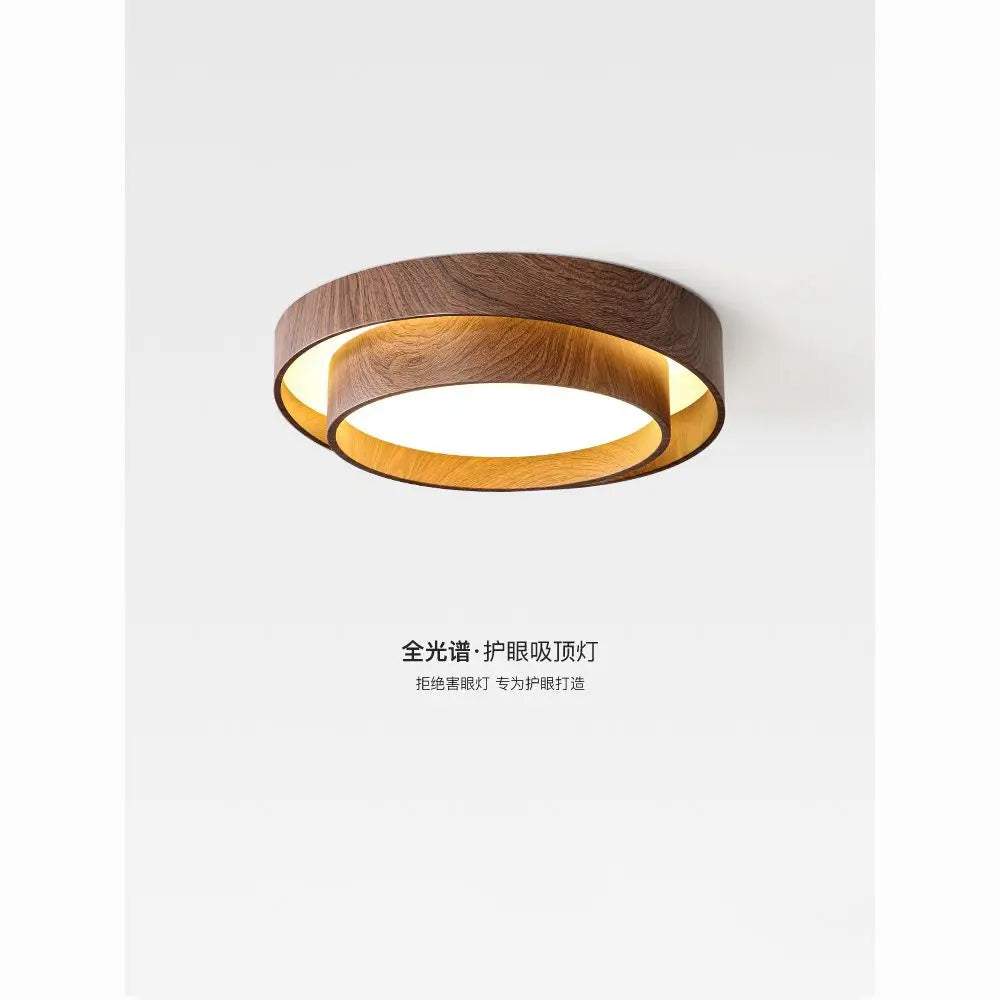 Afralia™ Japanese Walnut Bedroom Ceiling Light Wabi-Sabi Wood Grain Eye Protection Study Light.