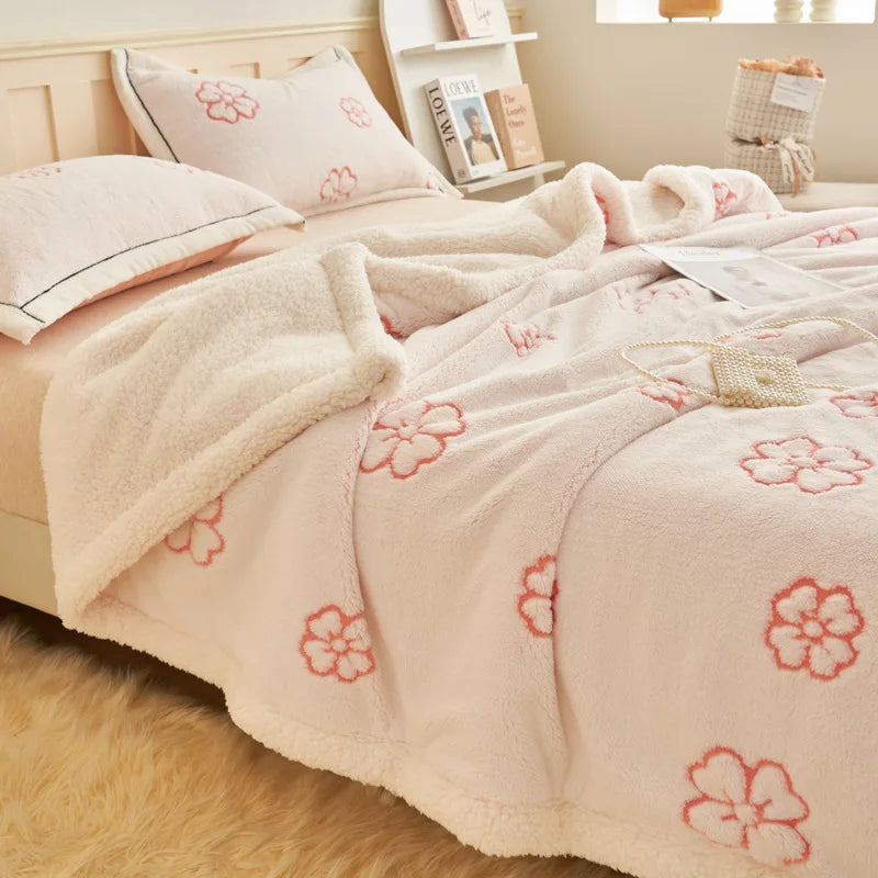 Afralia™ Butterfly Jacquard Double-Layer Wool Blanket: Soft & Warm for Autumn/Winter