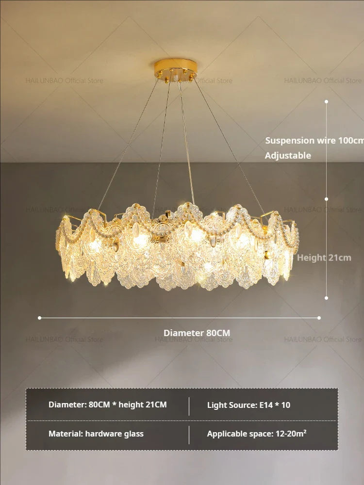 Afralia™ Glass Chandelier: French Light Luxury Living Room Dining Room Lamps