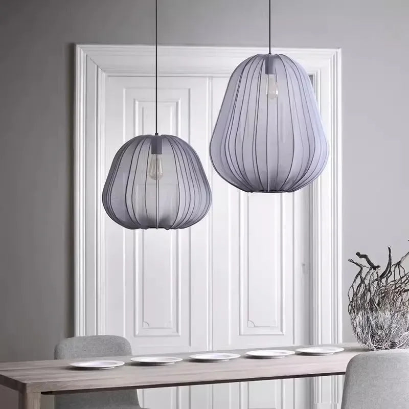 Afralia™ Fabric Lantern Chandelier Ceiling Lamp for Home Decor