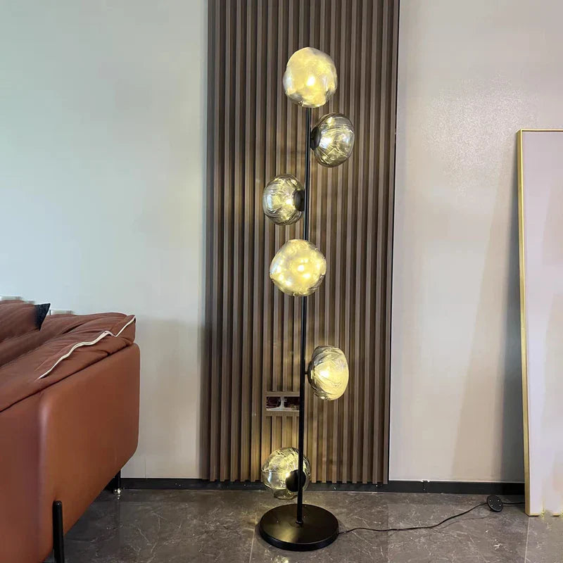Afralia™ Nordic Glass Shade LED Floor Lamp for Minimalist Living Room & Bedroom