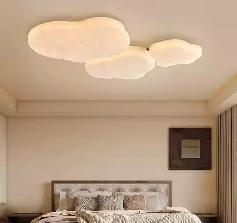 Afralia™ French Cream Silk Ceiling Light | Simple Wabi-Sabi Style Retro Bedroom Lamp