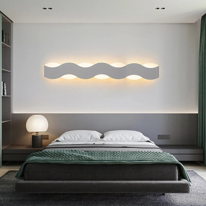Afralia™ LED Wave Wall Light for Indoor Corridors, Bedrooms, and Sofas