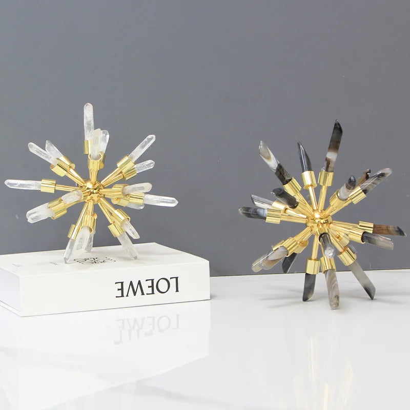 Afralia™ Crystal Metal Sea Urchin Figurine Home Decor Ornament