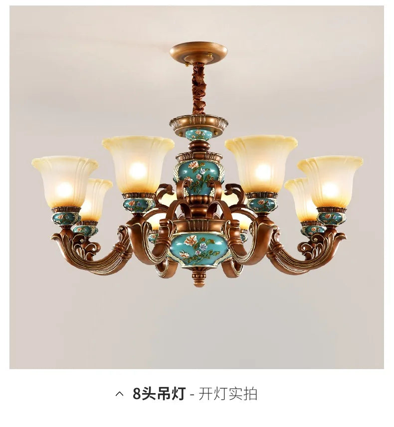 Afralia™ European Vintage Resin Chandelier: Elegant Luxury Lighting for Living Room, Bedroom, and Restaurant