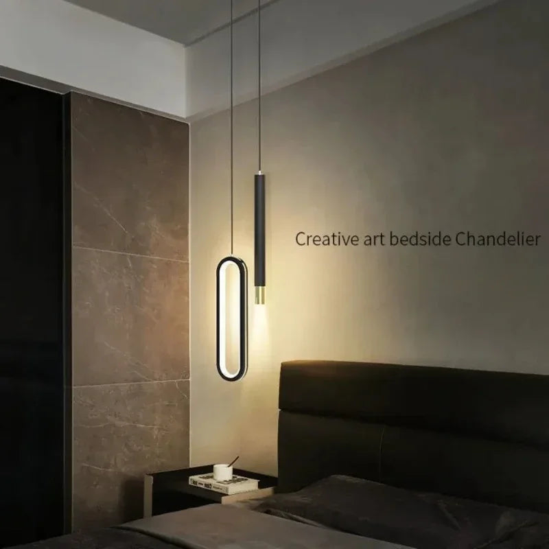 Afralia™ Modern LED Minimalist Chandelier: Nordic Bedroom Pendant Light for Stylish Home Decor
