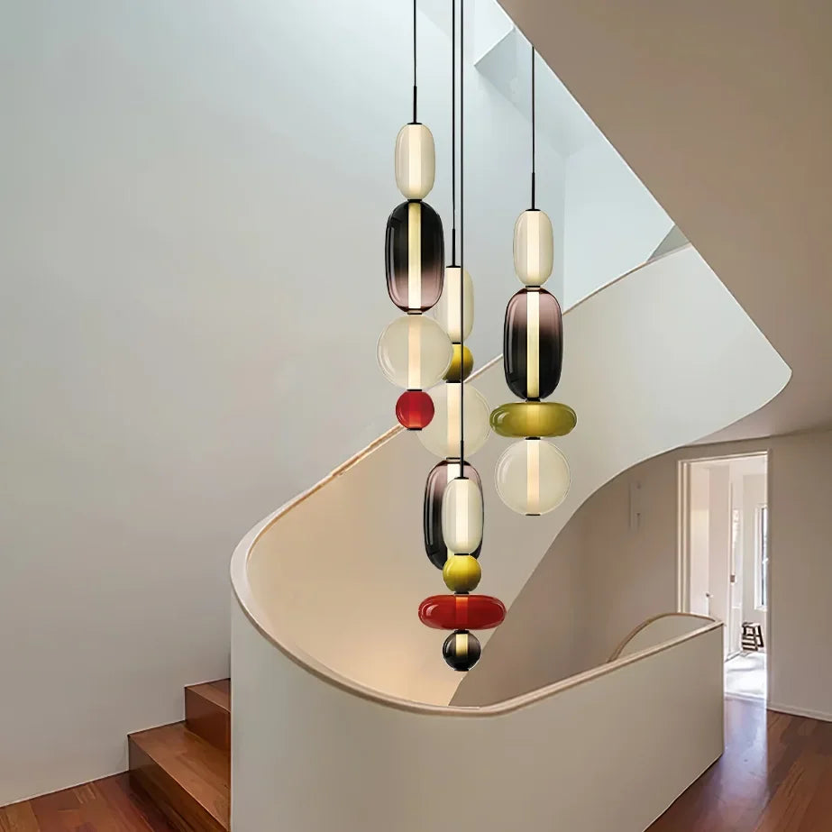 Afralia™ Candy Glass Ceiling Hanging Chandelier for Loft Living Room