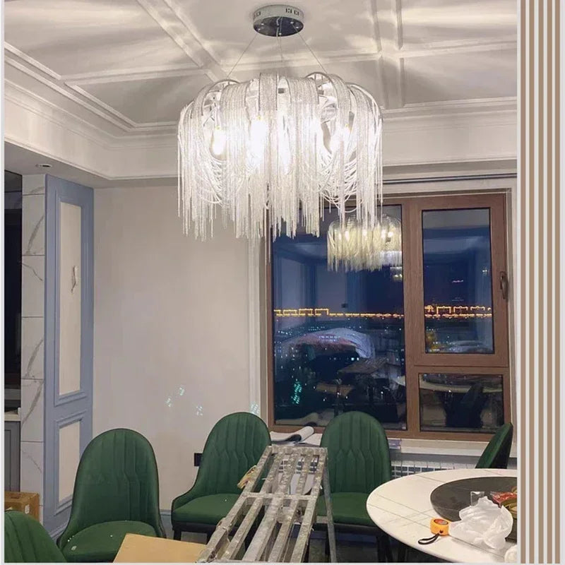Afralia™ Modern Tassels LED Chandelier for Living Room Dining Bedroom Pendant Lights