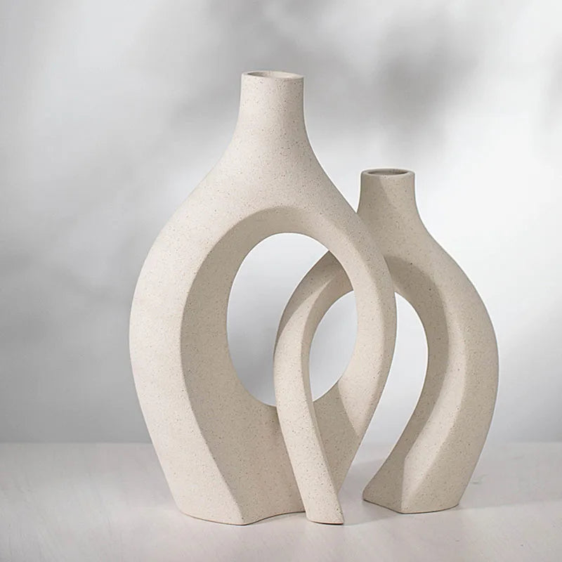 Afralia™ Nordic Lover Large White Ceramic Vase for Modern Aesthetic Home Decor