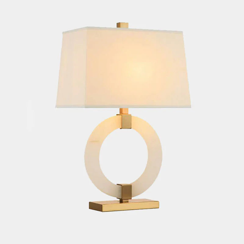 Afralia™ Oriental Marble LED Desk Lamp Classy Home Decor Luxury Textile Table Light.