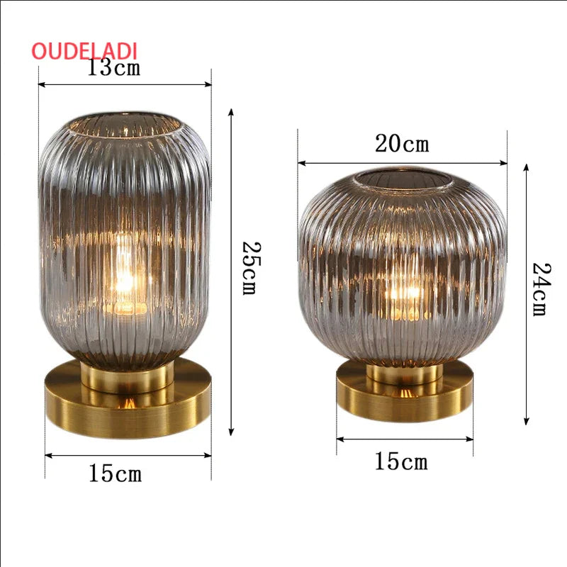 Afralia™ Pumpkin Glass Table Lamps for Study Bedroom, Modern Living Room Decor
