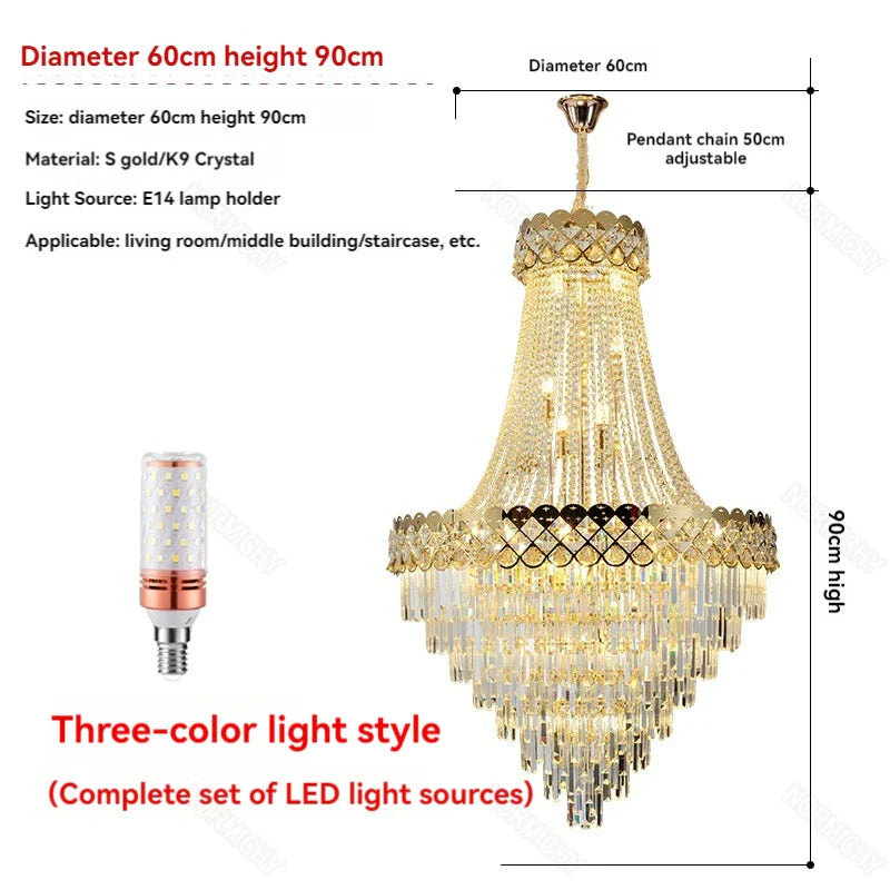 Afralia™ Crystal Chandelier: Luxury Villa Living Room Hotel Lobby Ceiling Light Fixtures
