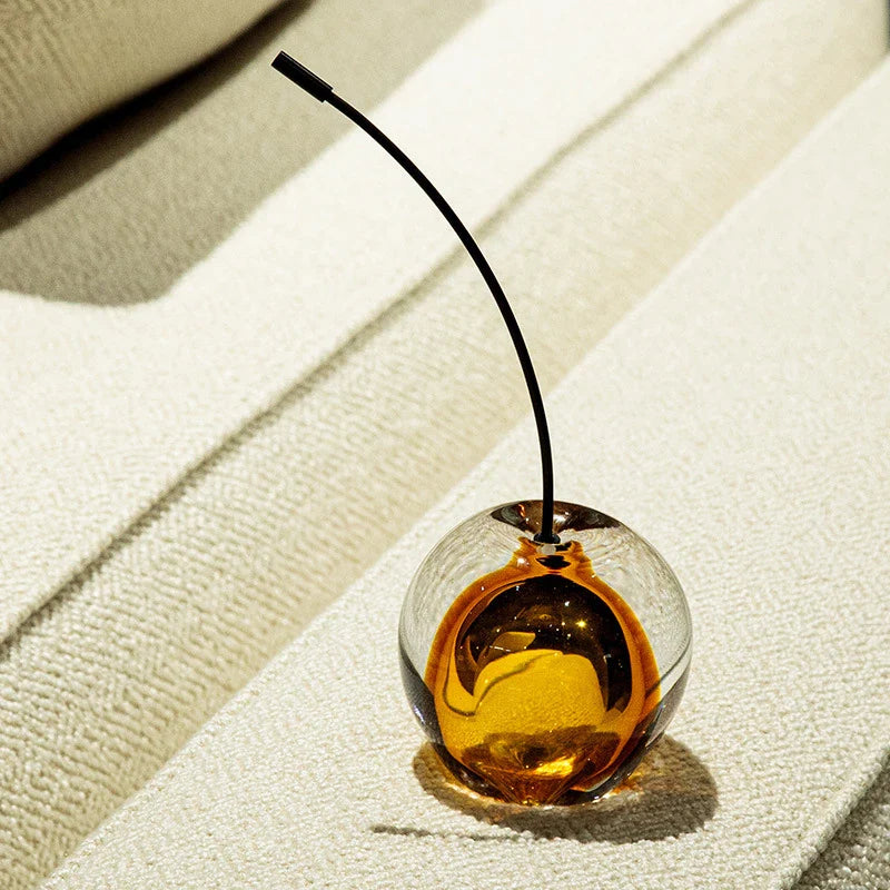 Afralia™ Crystal Cherry Sculpture - Clear Cherry Decorative Figurine