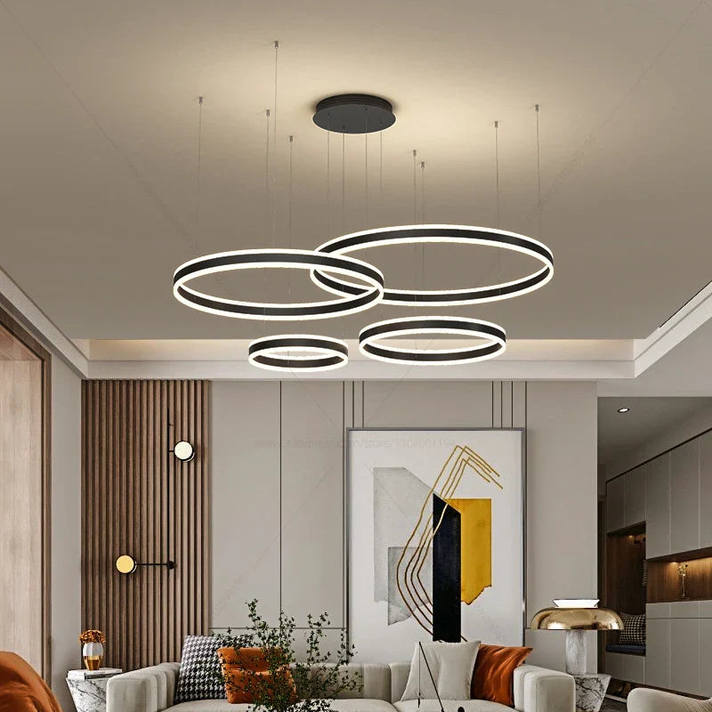 Afralia™ Modern LED Ring Chandelier for Bedroom, Dining Room, and Hallway