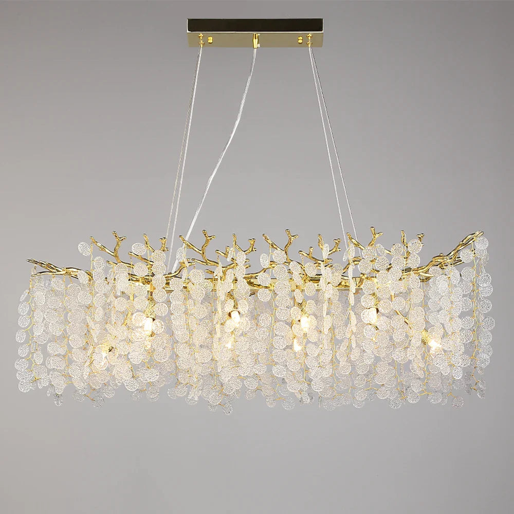 Afralia™ Gold Money Tree Branch Crystal Chandelier for Living Room and Bedroom