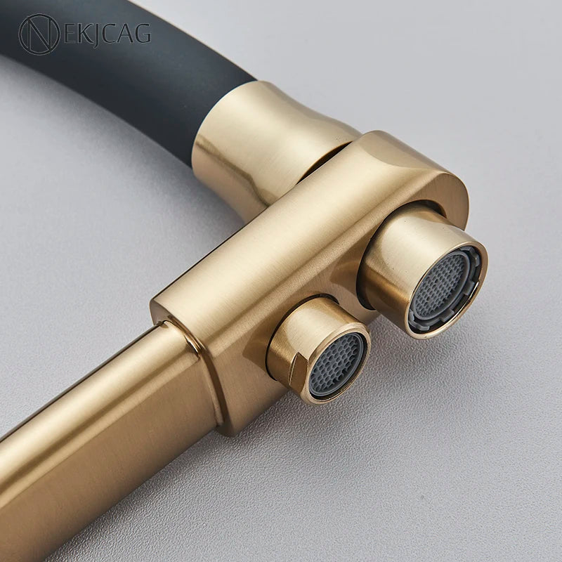 Afralia™ Gold Filter Kitchen Faucet 360° Rotation Purification Sink Tap
