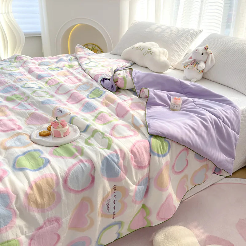 Afralia™ Double Gauze Rabbit Print Quilt: Soft, Breathable, Washable, Light Comforter