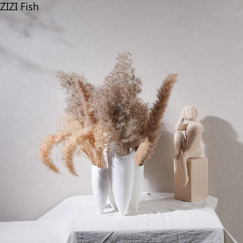 Afralia™ Ceramic Tooth Vase for Table Decor and Flower Arrangement